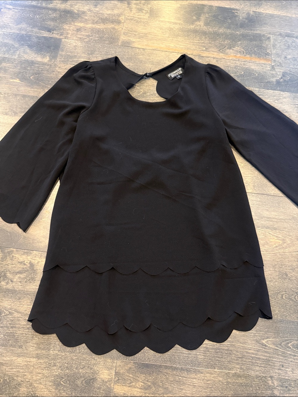 Papermoon Black Scalloped-Edge Blouse